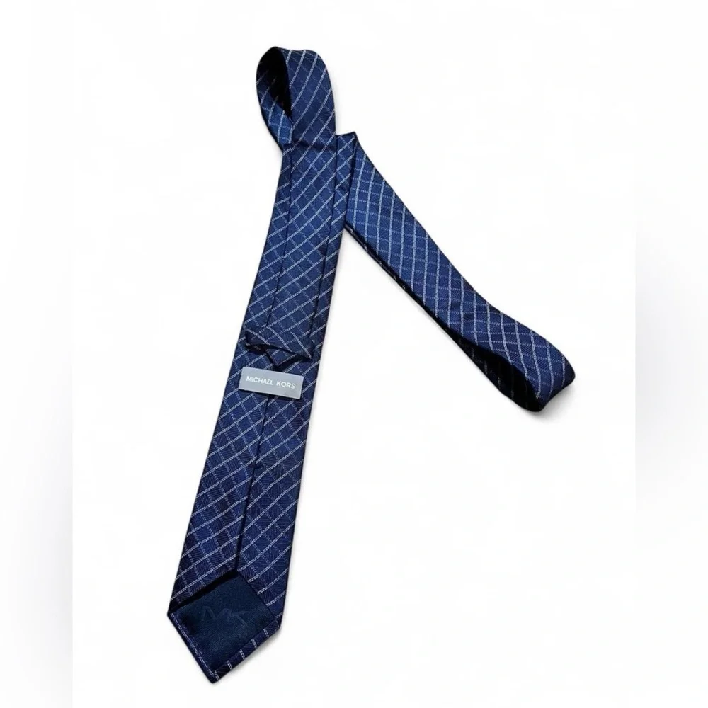 Michael Kors 100% Silk Elegant Blue Checkered Men's Tie